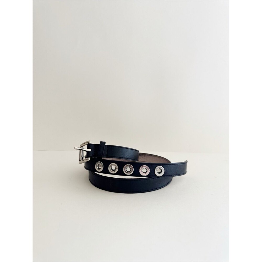Michael Kors black leather Silver Eyelet belt